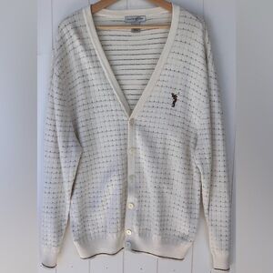 Cypress Links Men’s V-Neck Cardigan Grid Pattern Knit Size Medium